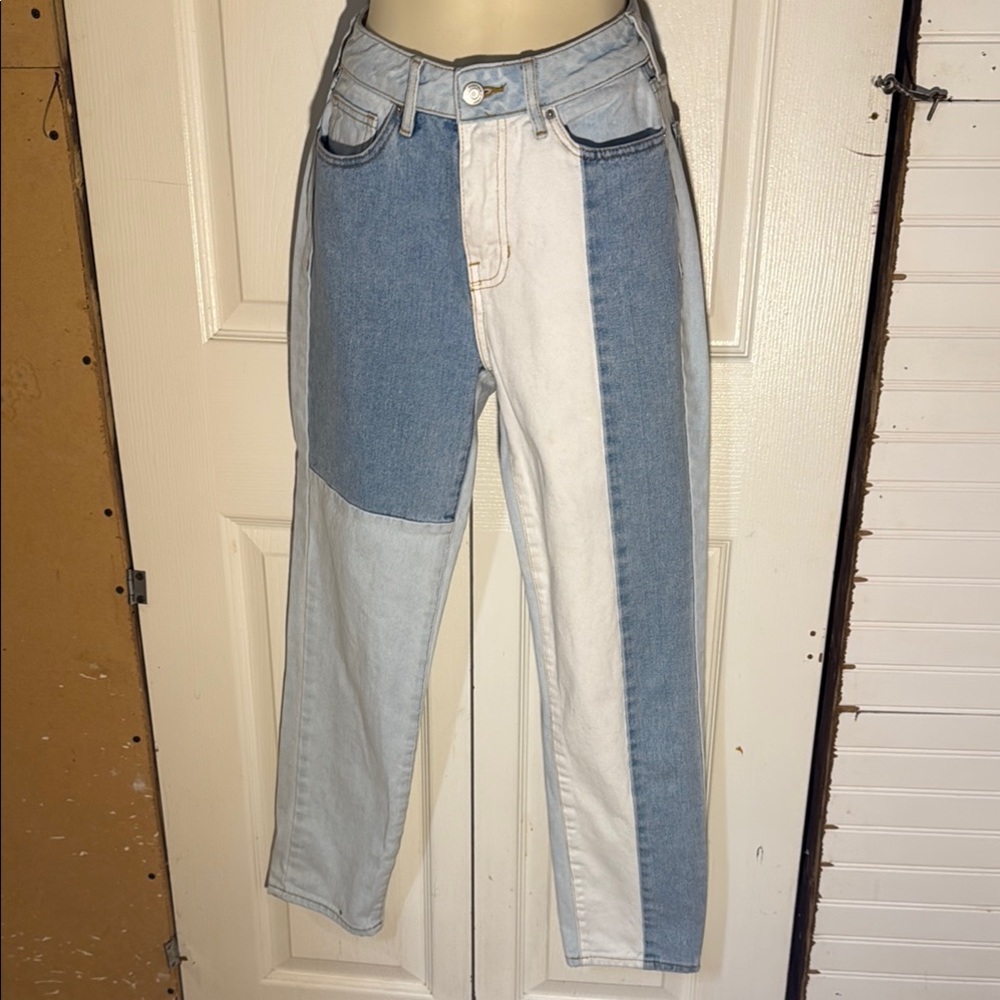 PacSun Blue and White Straight Leg Jeans